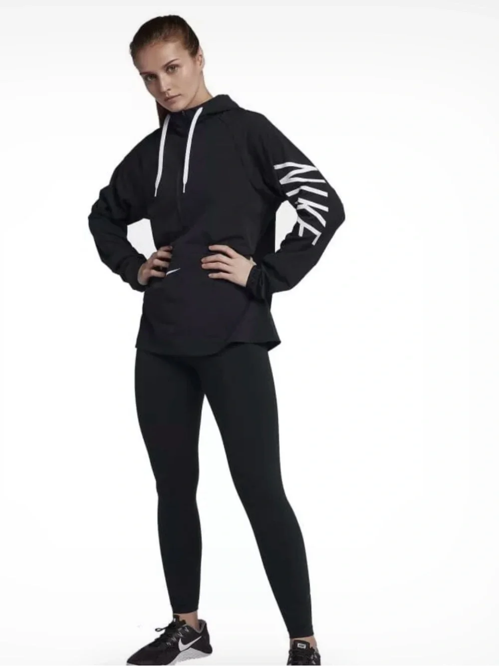 Nike Flex Women's Packable Training Jacket Black Medium EUC Half Zip Anorak